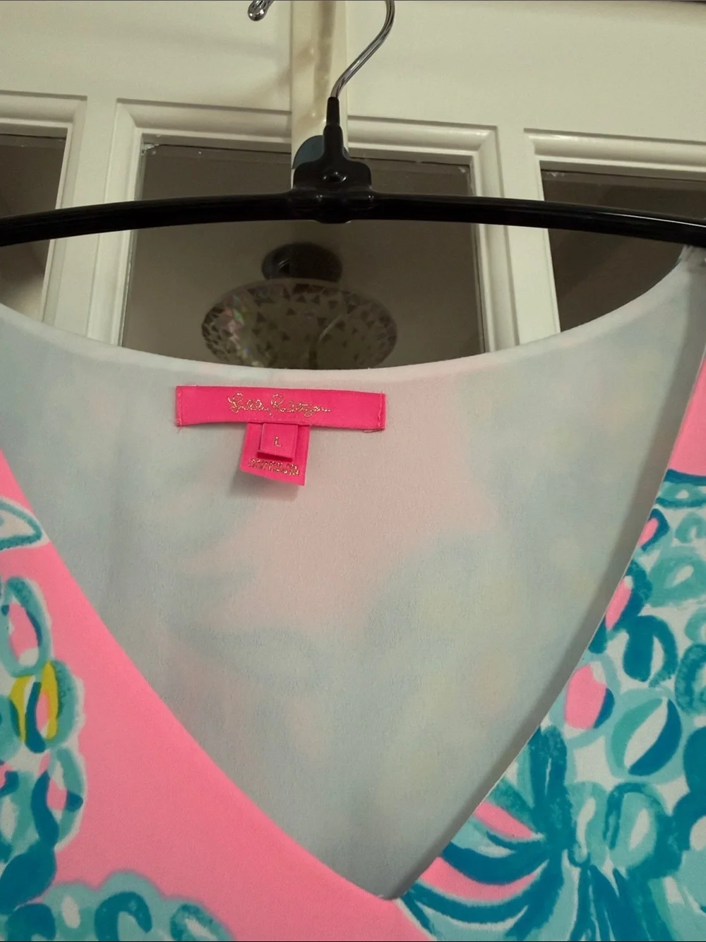 Lilly Pulitzer Pink Tropical Pineapple V-Neck Blouse - Picture 5 of 6